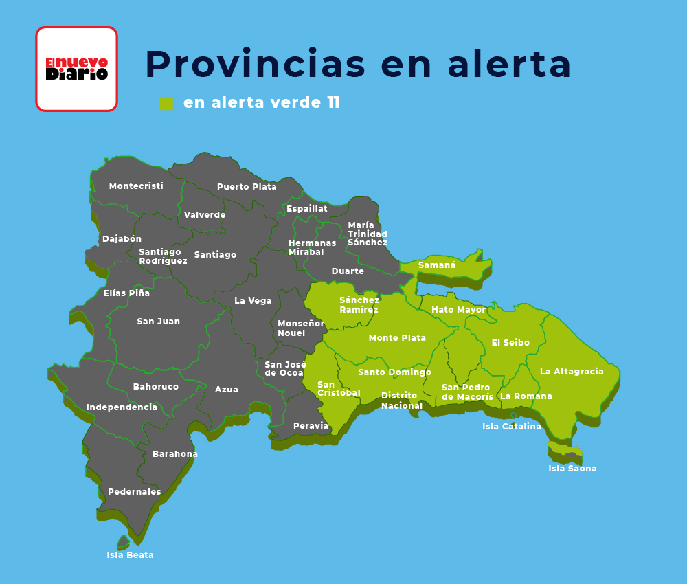 COE declara alerta verde para el Gran Santo Domingo y otras 10 provincias por onda tropical