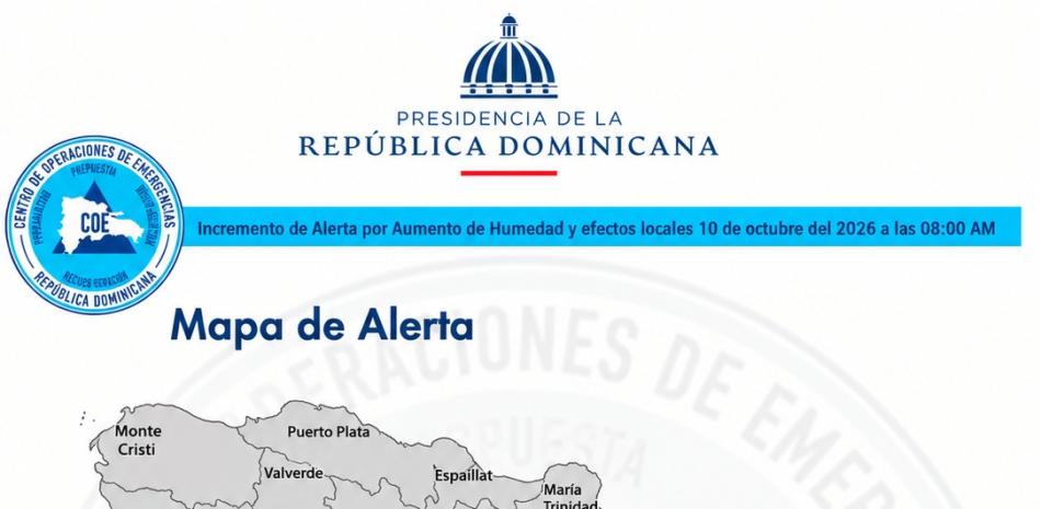 COE coloca al Gran Santo Domingo en alerta verde ante pronóstico de lluvias y tronadas este sábado